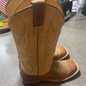 JUSTIN BENT RAIL COLLECTION SQUARE TOED MOCHA BOOTS - SIZE 9 1/2 B